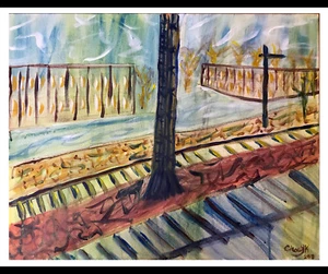 Quadro paesaggio espressionista acrilico originale arte su tela firmato ChasSK - Foto 1 di 1