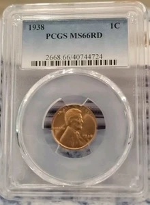 1938 1C Lincoln Wheat Cent PCGS MS66RD - Picture 1 of 4