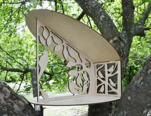 Large 30cm Wild Bird Hanging Feeder, Wooden Native Garden Bird House, Great Gift - Picture 1 of 4
