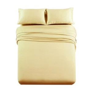 100% Cotton 1000 Thread Count Bed Sheet Set Solid Deep Pocket Set - Picture 1 of 10