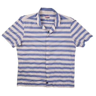 Camisa Johnnie O Botón Para Hombres Grande Hangin Out Campamento Playa Rayas Foto 1 de 4