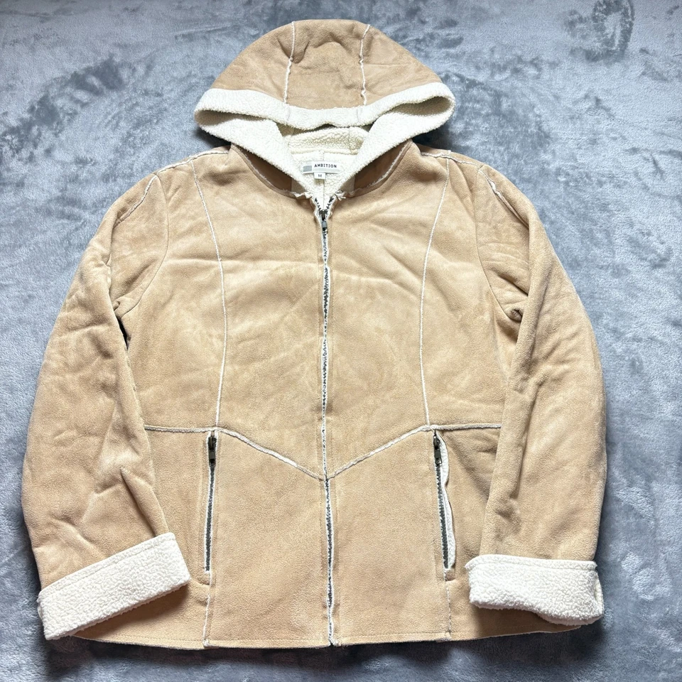 Chaqueta Ambition vintage para mujer tostada mediana forrada de sherpa ropa exterior con capucha Foto 1 de 4