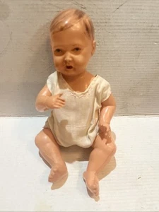 "Muñeco bebé celuloide antiguo raro de colección de 9"" cabeza de águila marca pelo castaño ojos azules" - Imagen 1 de 6