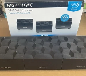 EUC NETGEAR Nighthawk AX3000 Advanced Whole Home Mesh WiFi 6 System MK73S - Afbeelding 1 van 12