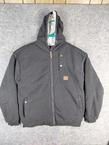 North Pole Sherpa Full Zip Sweatshirt Jacket Heavy Gray Button Pockets Mens L - Picture 1 of 20