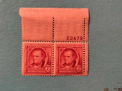 US 2 cent James Fenimore Cooper 1940, Scott 860, block of 2, unused OG MNH - Image 1 of 2