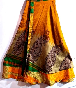 Incredible-art Vintage Silk Sari Magic Wrap Skirt Reversible Double Layer skirt - Picture 1 of 6