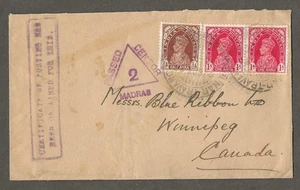 India WWII censored cover to Canada [ 606 - Picture 1 of 1