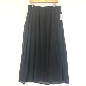 NWT Old Navy Chiffon Maxi Skirt Large L Black Fairy Romantic Flowy Goth Classic - Picture 1 of 14