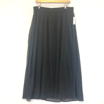 NUEVO CON ETIQUETAS Antigua Maxi Falda Azul Marino de Gasa Grande L Negra Hada Romántica Fluida Gótica Clásica Foto 1 de 4