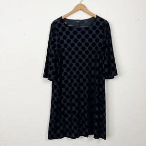 Bryn Walker Black Velvet Polka Dot Hester Shift Dress Size Medium - Picture 1 of 7