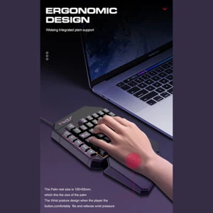 Portable Mini Game Controller Compact One-Handed Gaming Keyboard RGB Backlight - Afbeelding 1 van 8