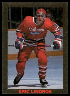 1990-91 ERIC LINDROS VINTAGE OSHAWA GENERALS OHL GOLD BORDER PRE ROOKIE RC CARD - Image 1 of 2