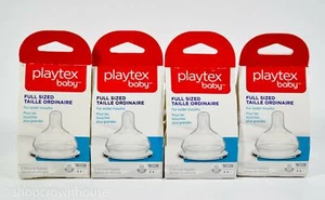 4 Playtex Baby FULL SIZED Silicone BPA Free 3M+ MEDIUM Wider Mouths = 8 Nipples - Picture 1 of 2
