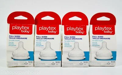 4 Playtex Baby FULL SIZED Silicone BPA Free 3M+ MEDIUM Wider Mouths = 8 Nipples - Image 1 of 2