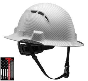 Lift Safety White Carbon iDAX HDPE Full Brim Vented Hard Hat Class C Z89.1 Poly - Picture 1 of 6