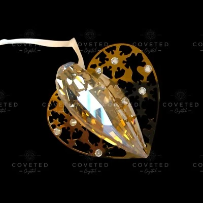 Swarovski Crystal 3D HEART CHRISTMAS ORNAMENT 1140006 Golden Shadow Mint Boxed - Image 1 of 2