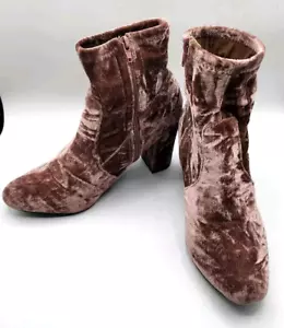 Steve Madden Emison Crushed Velvet Ankle Bootie Boots Side Zip BOHO Retro 10M - Picture 1 of 20