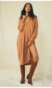 Free People Dana Luxe Polo Cashmere Wool Oversized Midi Dress Size S/M - Picture 1 of 13