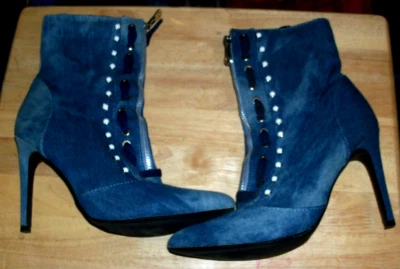 CAPE ROBBIN WOMEN'S BLUE HIGH HEEL BOOTS/SHOES Size 8.5 TO 9 ZIPPER'S, LACED, - Image 1 of 4