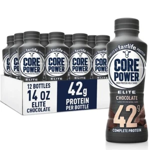 Core Power Elite High Protein Shake, Chocolate, 42g 14oz 12 Pack Ship to Japan - Imagen 1 de 3