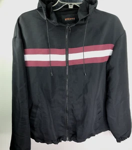 Ambiance Outerwear Hooded Women’s Windbreaker Jacket Black Stripe NWOT Sz Large - Picture 1 of 10