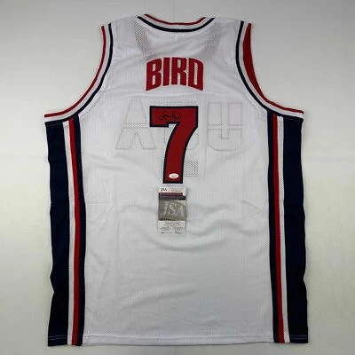 Autographed/Signed Larry Bird United States USA White Dream Team Jersey JSA COA - Image 1 of 4