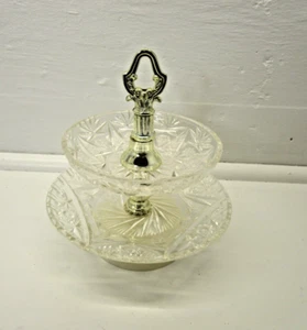 Vintage Clear Cut Hard Plastic 2 Tier Serving Dish by Novelty Crystal 1982 - Picture 1 of 4