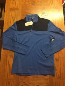 Mens Liquid Touch Cavin Klein Half Zip Long Sleeve Shirt Nwt Light Blue Business - Picture 1 of 5