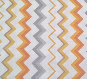 15" Special Delivery Studio 8 Quilting Treasures Tangerine Gray White Chevron - Picture 1 of 3