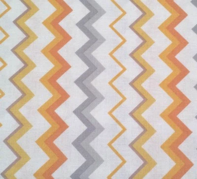 23" Special Delivery Studio 8 Quilting Treasures Tangerine Gray White Chevron - Image 1 of 3