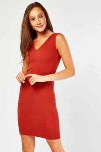 New Sleeveless Bodycon Dress Size 8 Brick - Picture 1 of 3
