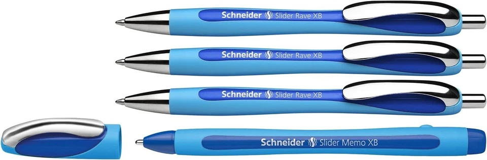 Schneider 132574 Slider Rave XB und Slider Memo XB Kugelschreiber 3+1 blau