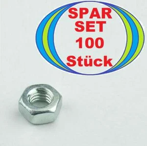 100 x Sechskantmutter M6 Gewinde-Sechskantmuttern verzinkt DIN 934 Mutter Kl. 8 - Picture 1 of 4