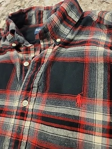Ralph Lauren Classic Fit Knopf rot und schwarz Langarm kariert Flanell Herren Gr. S - Bild 1 von 9