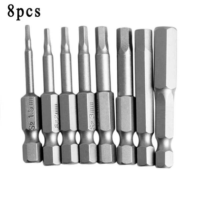 8pcs 1 4 Long Hex Bit Key 1.5mm 2mm 2.5mm 3mm 4mm 5mm 6mm 8mm Power Drill - Image 1 of 4