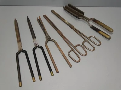 - 6 FERS A FRISER GAUFRER ANCIENS OUTILS de COIFFEUR COLLECTION DECO VITRINE   D - Photo 1/4