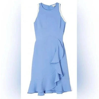 Shoshanna Grove Blue Ruffle Mini Dress Sleeveless Women 0  - Image 1 of 4