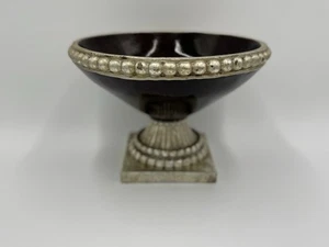 Vintage Decorative Pedestal Bowl Urn Gold Trim Accent Centerpiece Home Decor - Picture 1 of 20