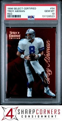 1996 SELECT CERTIFIED RED #54 TROY AIKMAN HOF POP 5 PSA 10 - Image 1 of 3