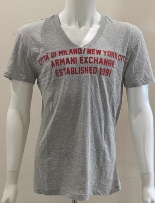 Camiseta ARMANI EXCHANGE Gris Cuello en V Grande L Algodón De Colección Nueva Con Etiquetas Foto 1 de 3