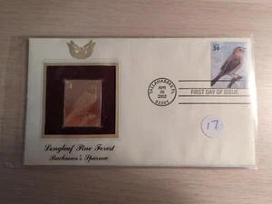 BACHMANS SPARROW LONGLEAF PINE FOREST Replica Gold Golden Cover Stamp 2002 - Picture 1 of 4