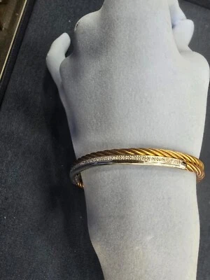 PHILIPPE CHARRIOL ouro branco 18k e pulseira de cabo de aço diamante 0,19 quilates - Imagem 1 de 3