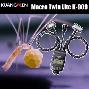 KUANGREN Macro Twin Lite K-909 Speedlite Dual Head Flash w/ 3.5W Focusing Light - Picture 1 of 6