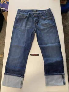 JOE'S Jeans Honey Kicker Cuffed Capri Medium Wash Medium Rise Whiskers Sz 29 - Picture 1 of 8
