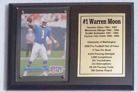 Houston Oilers Warren Moon Pro Set Football Card Plaque Cover