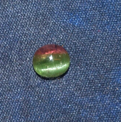 Turmalin Katzenauge 1,12 ct ct oval grün rosa Chatoyance 3,7 x 5,6 x 6,3 mm - Bild 1 von 3