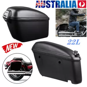 2PC 22L Motorcycle Hard Saddlebags Side Trunk Hard Case Tool Luggage Tank Box AU - Picture 1 of 12