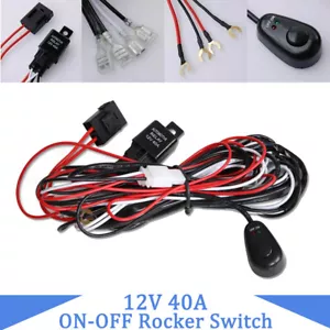 Barra de luz de conducción de punto LED arnés de telar de cableado 12V 40A kit de interruptor de relé EE. UU. - Imagen 1 de 11