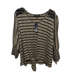 Adrienne Vittadini Top Womens 3X Black Grey 3/4” Sleeve NWT - Picture 1 of 11